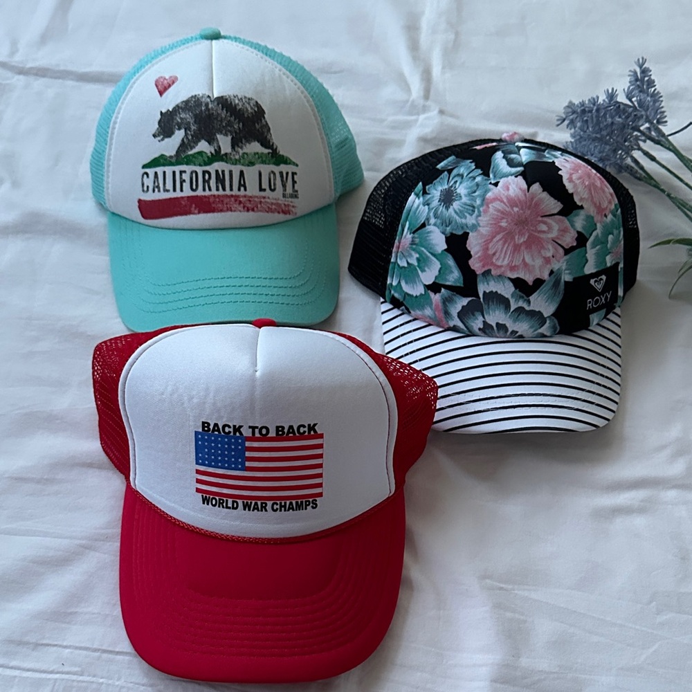 Roxy, billabong and Otto Floral and Graphic Trucker Hats